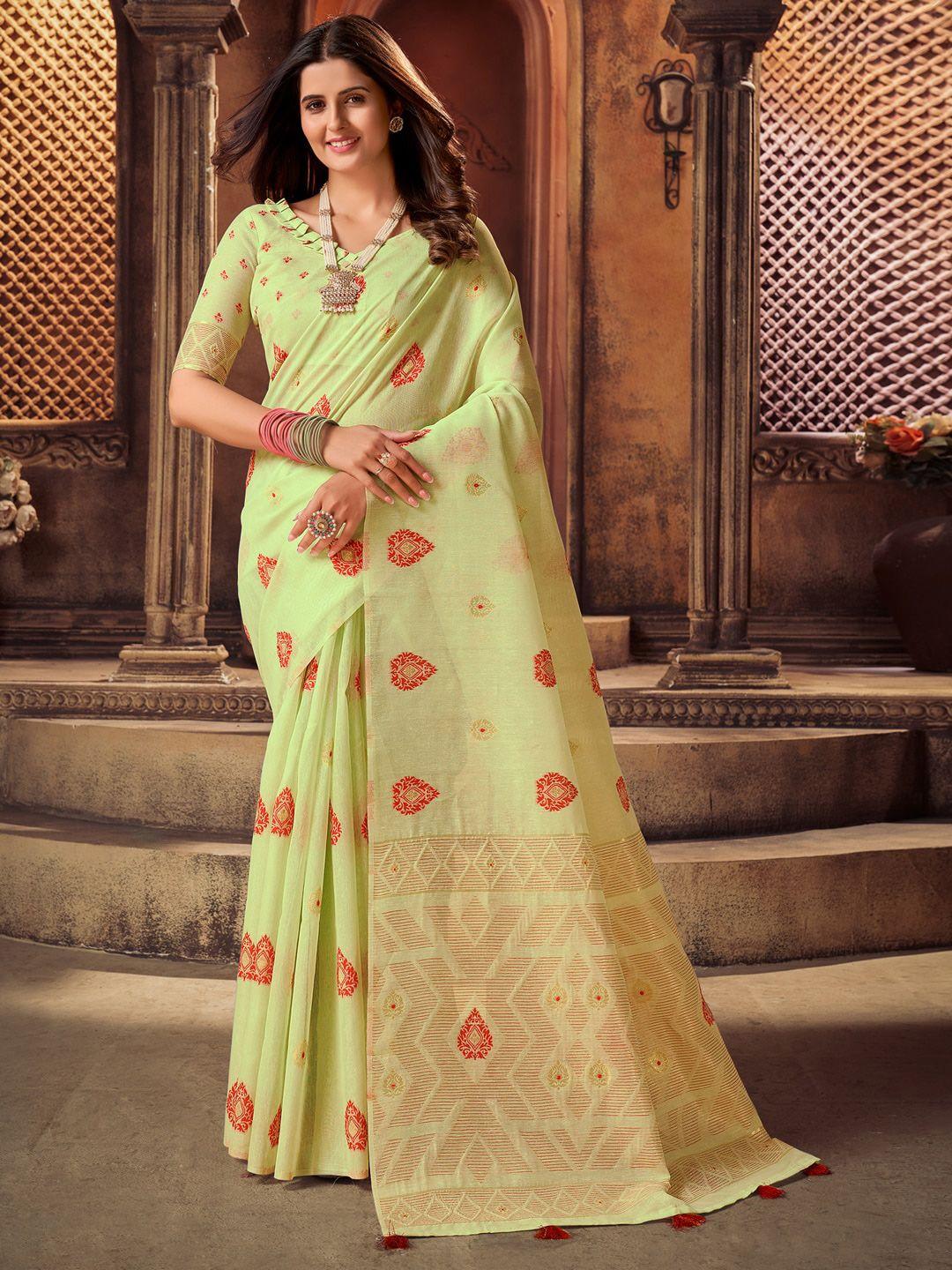 sangria ethnic woven-designed festive saree with blouse piece