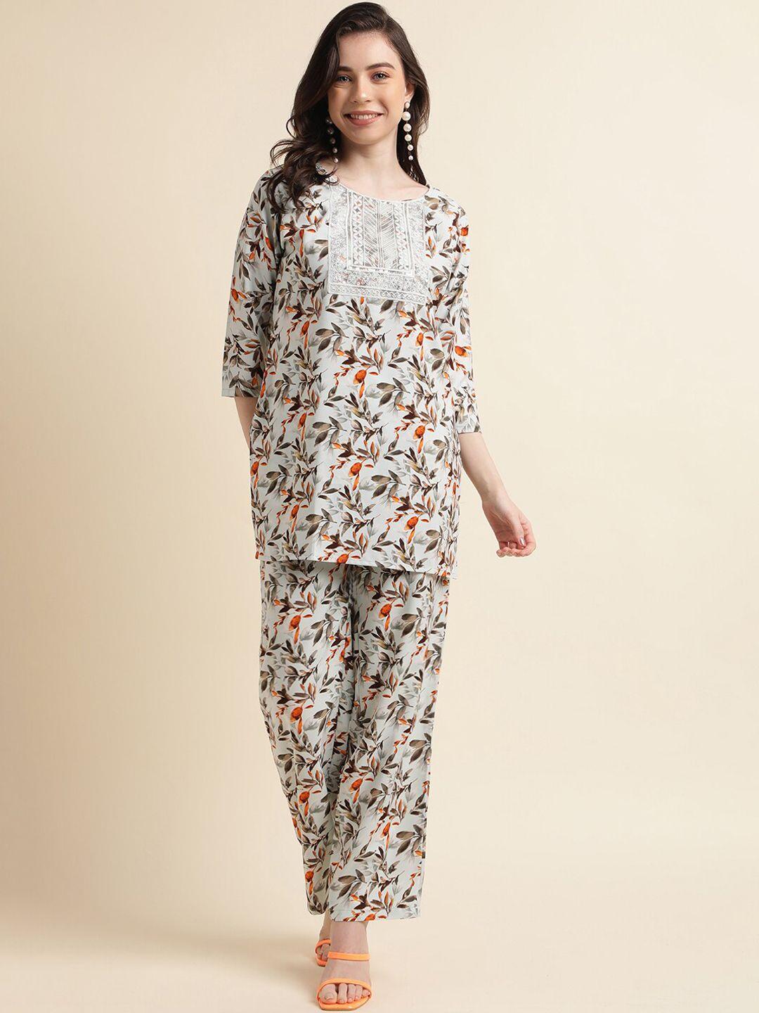 sangria floral digital printed tunic with trouser co-ords