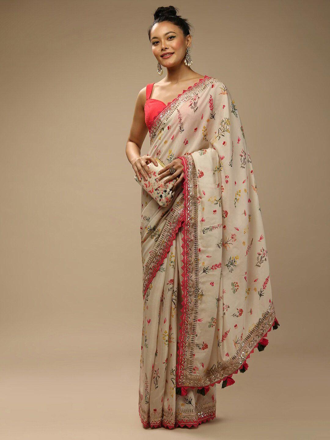 sangria floral embellished chiffon saree