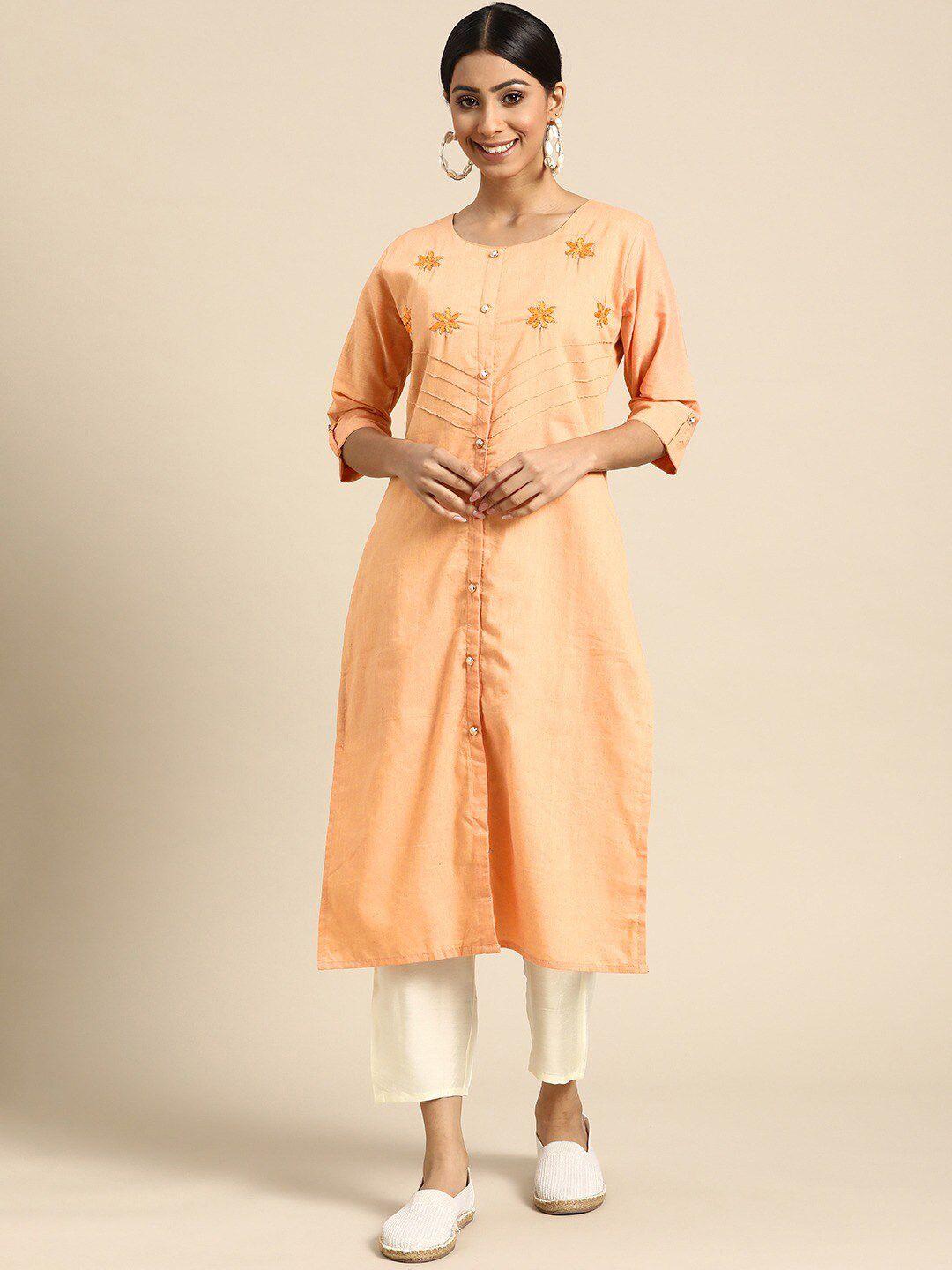 sangria floral embroidered a-line kurta with trouser set