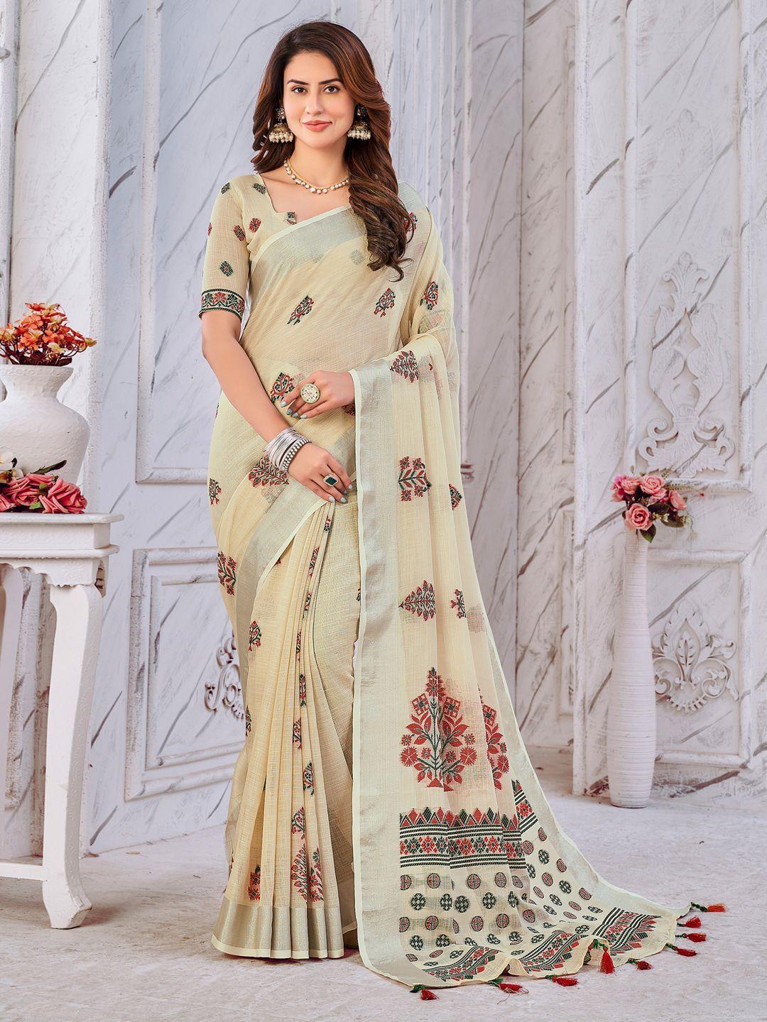 sangria floral embroidered saree