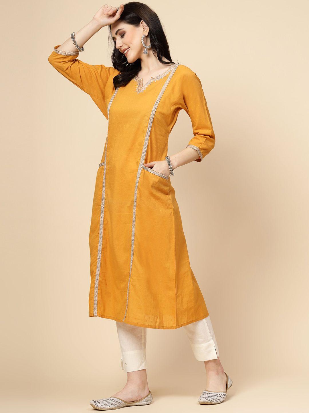 sangria floral embroidered zari cotton a-line kurta