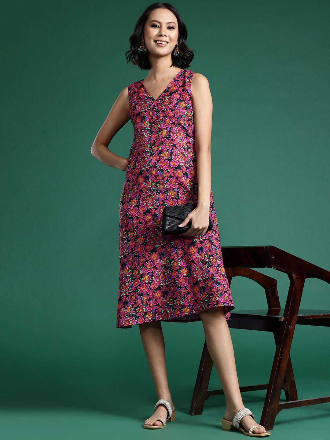 sangria floral print wrap dress