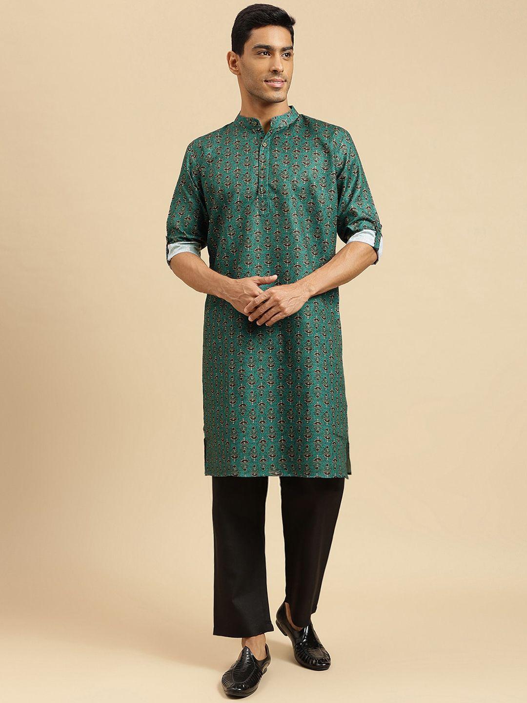 sangria floral-printed cotton straight kurta with trouser