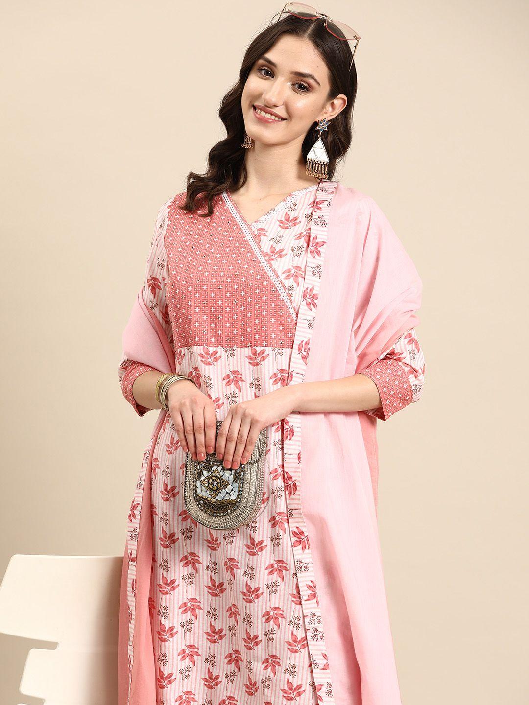 sangria floral printed empire kurta with trousers & dupatta