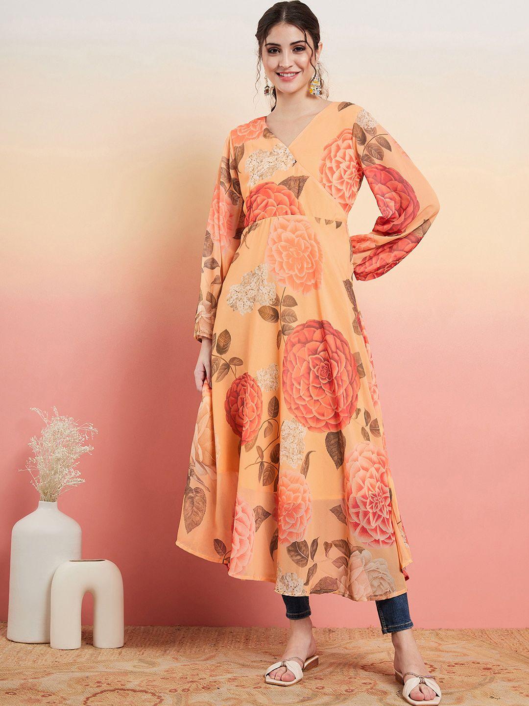 sangria floral printed georgette anarkali kurta