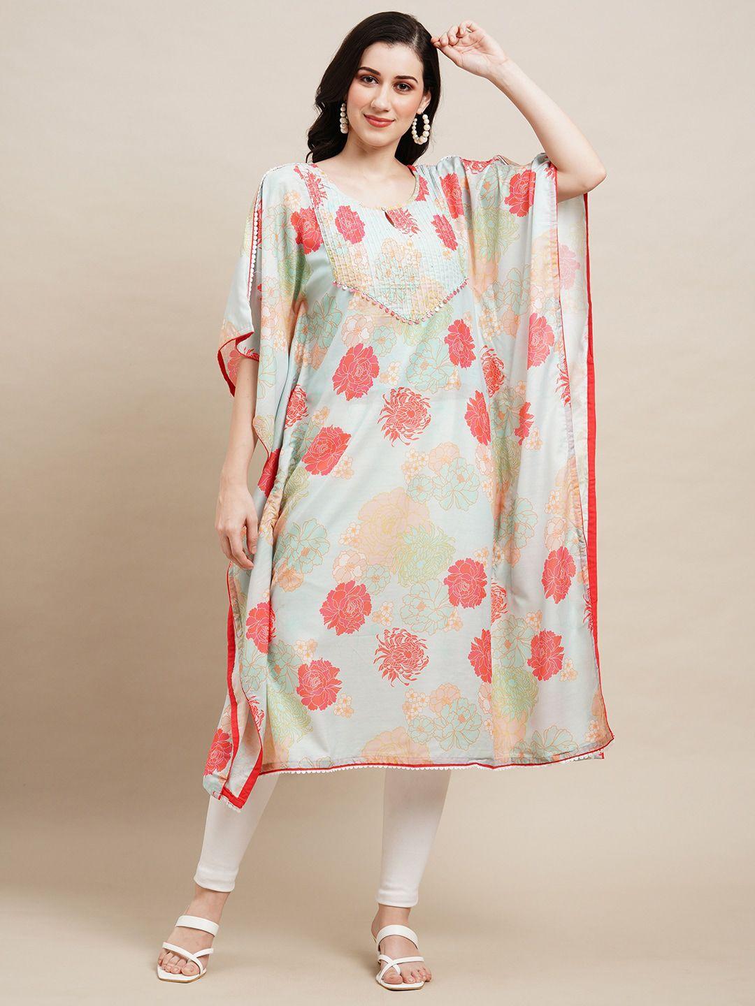 sangria floral-printed kaftan ethnic dress