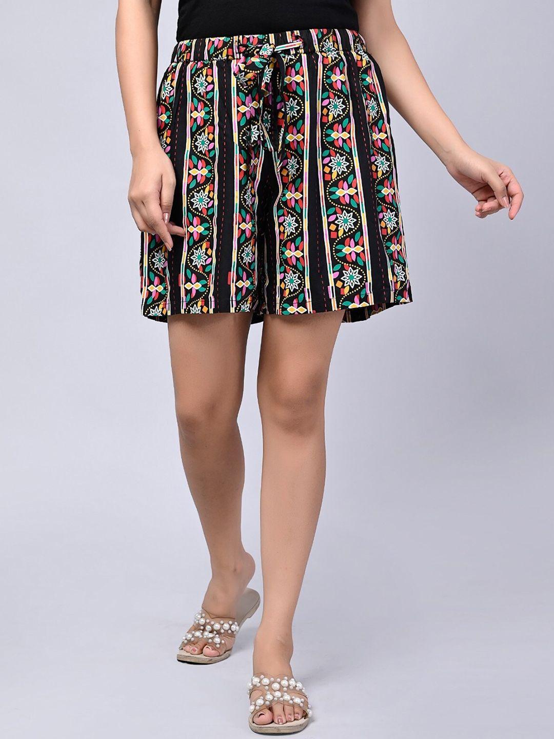 sangria floral printed mid-rise shorts