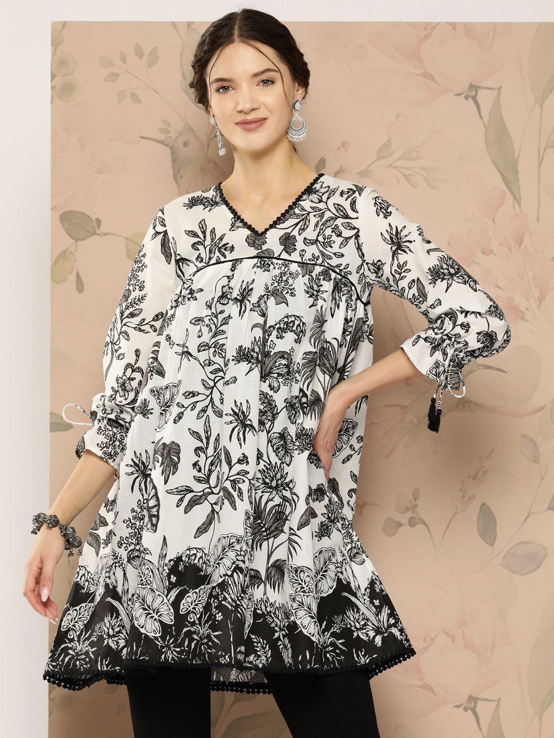 sangria floral printed pure cotton a-line kurta