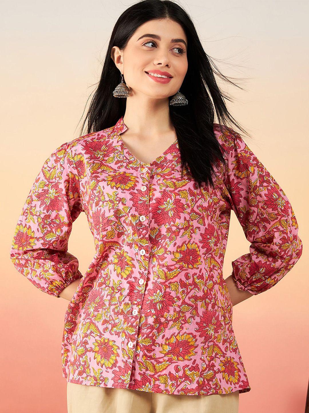 sangria floral printed pure cotton tunic
