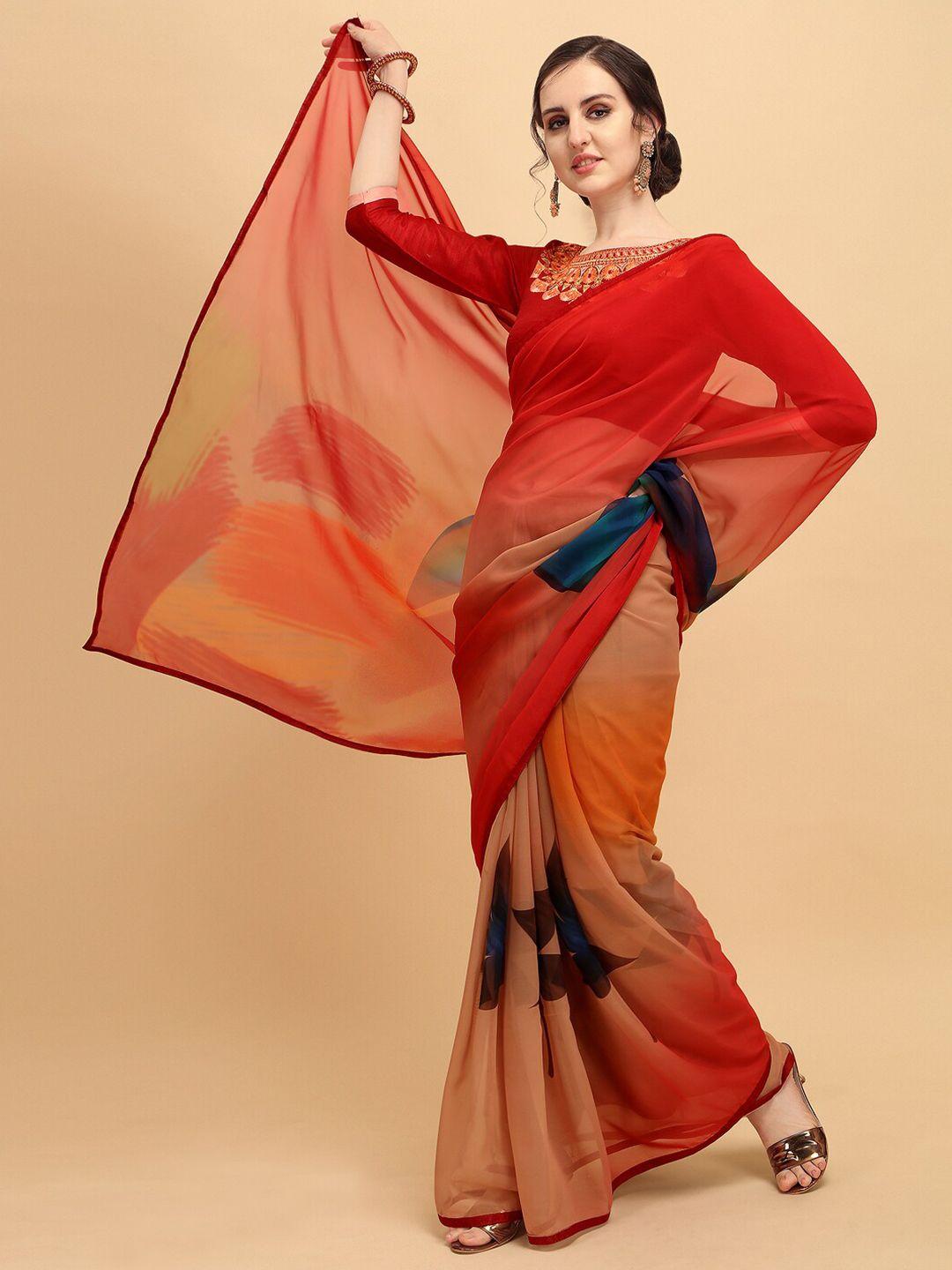 sangria floral printed pure georgette saree