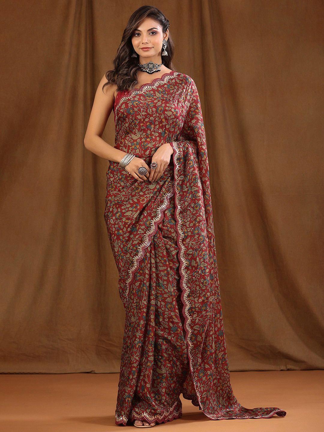 sangria floral printed sarees