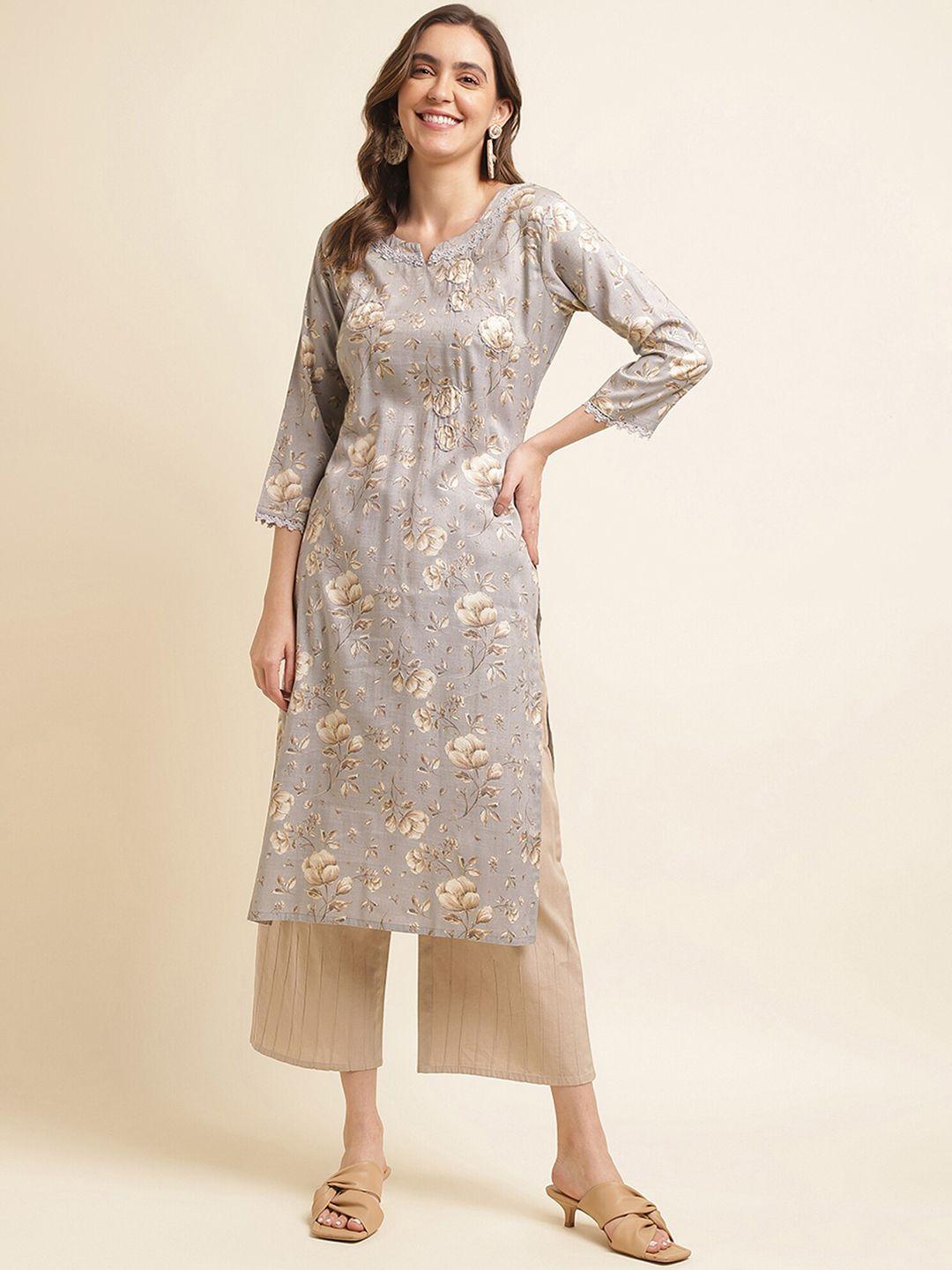 sangria floral printed straight kurta