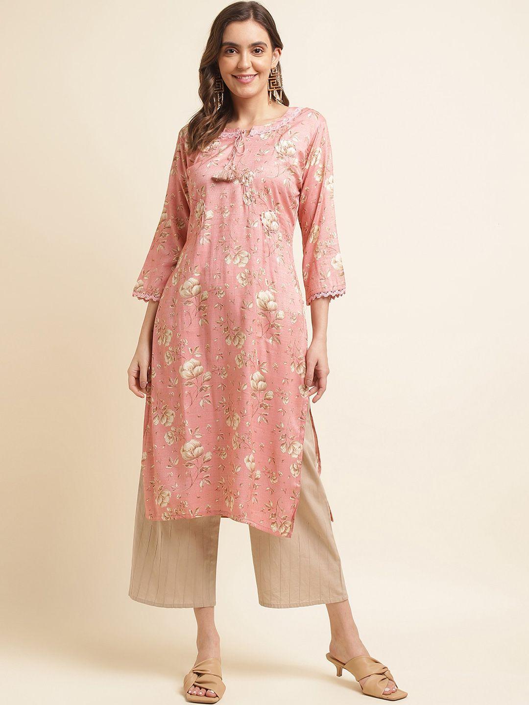 sangria floral printed straight kurta