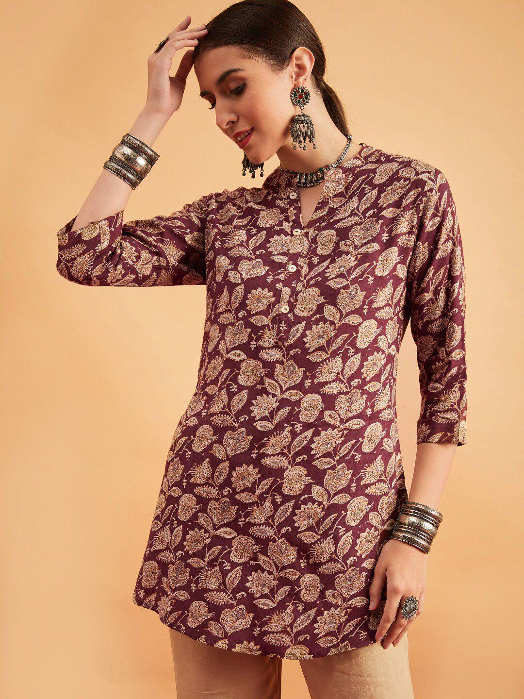 sangria floral printed straight kurti