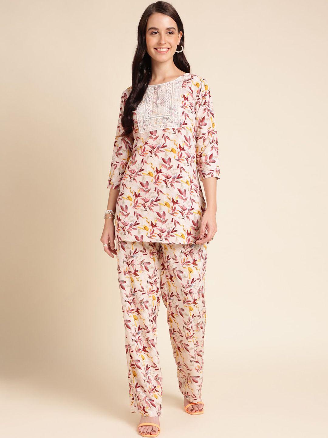 sangria floral printed top & trouser