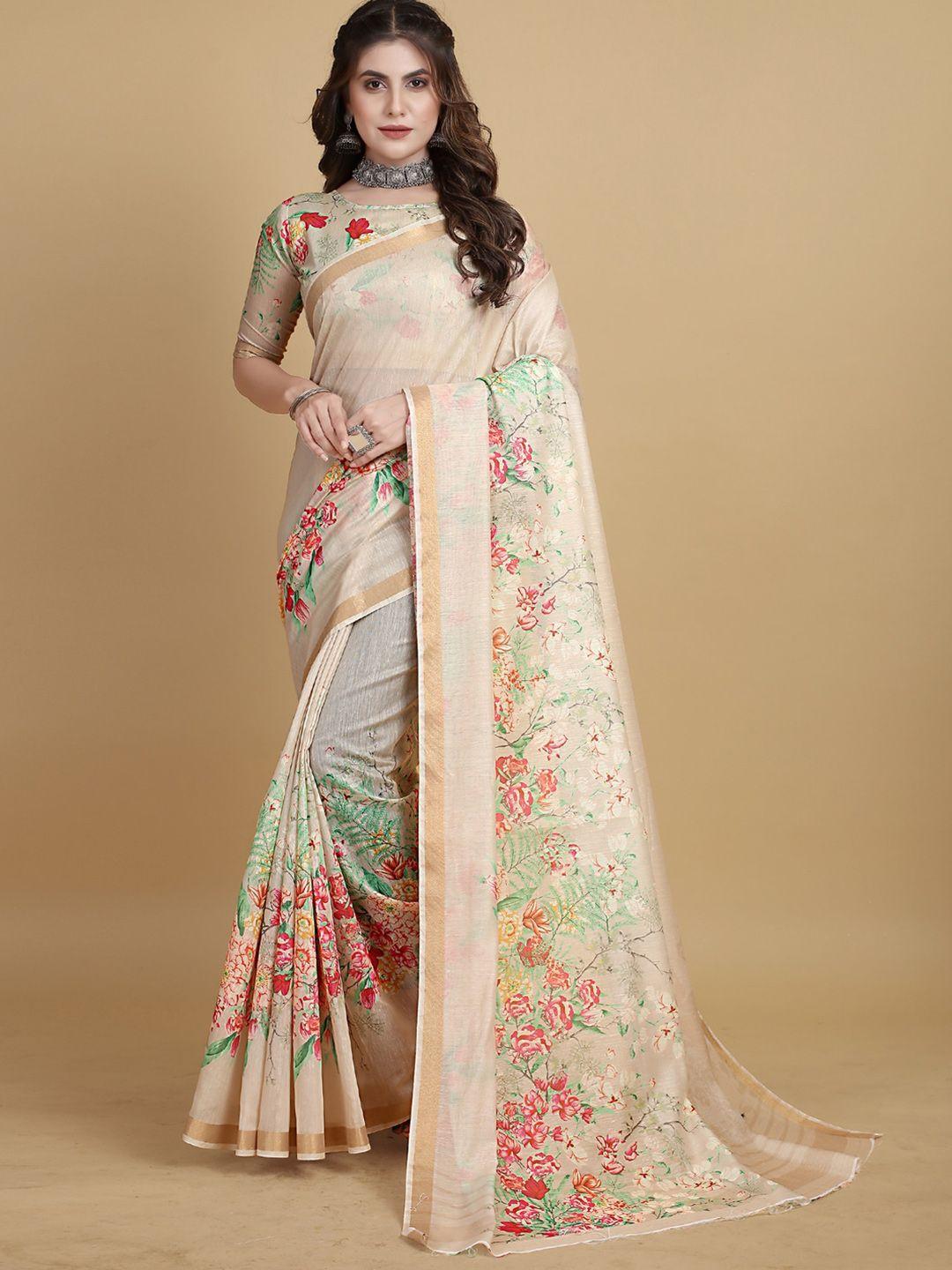 sangria floral-printed zari saree