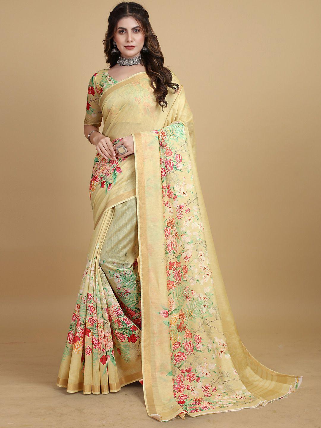 sangria floral-printed zari saree