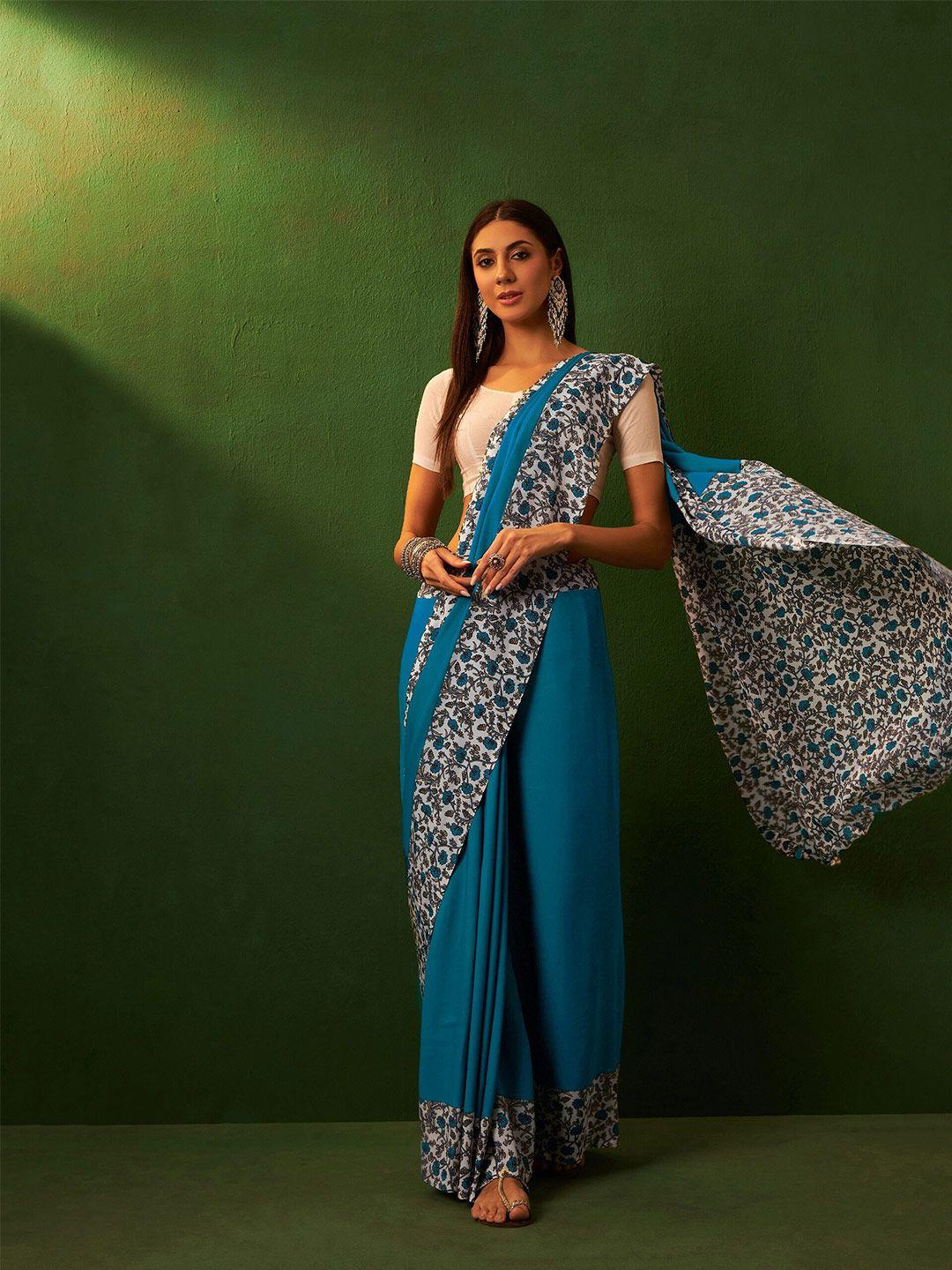 sangria floral pure crepe saree