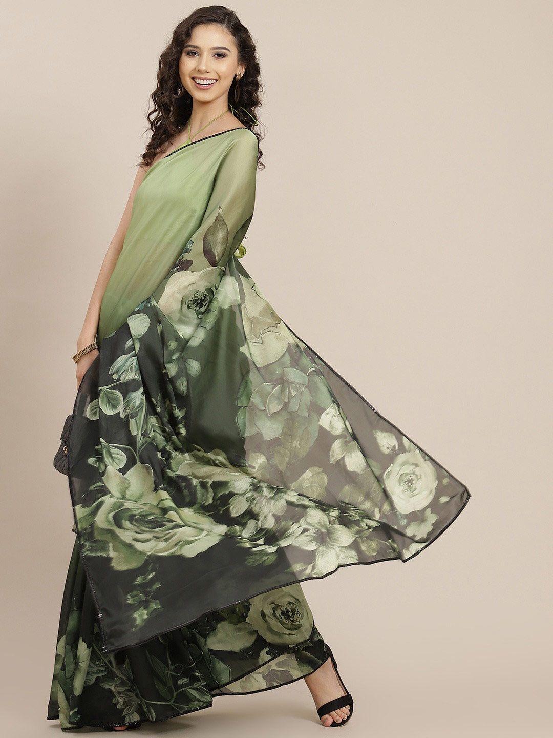 sangria floral satin saree