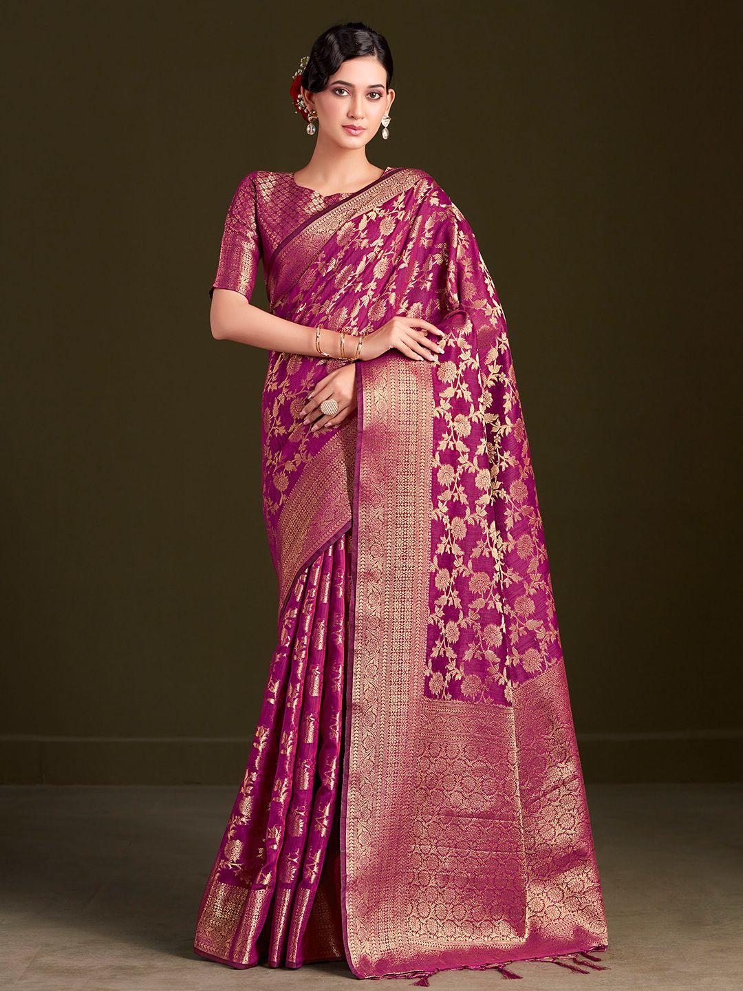 sangria floral woven design sarees