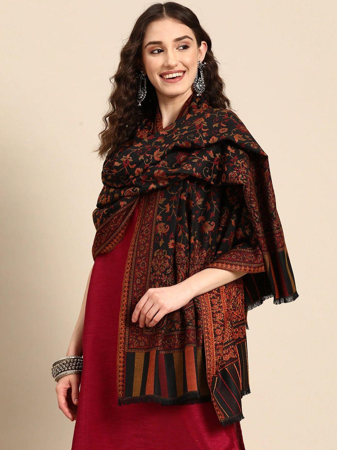 sangria floral woven designed shawl