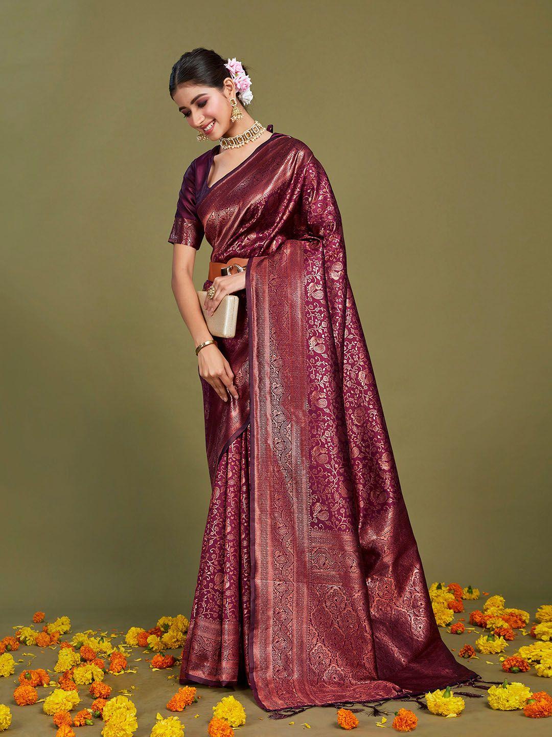 sangria floral zari woven design saree