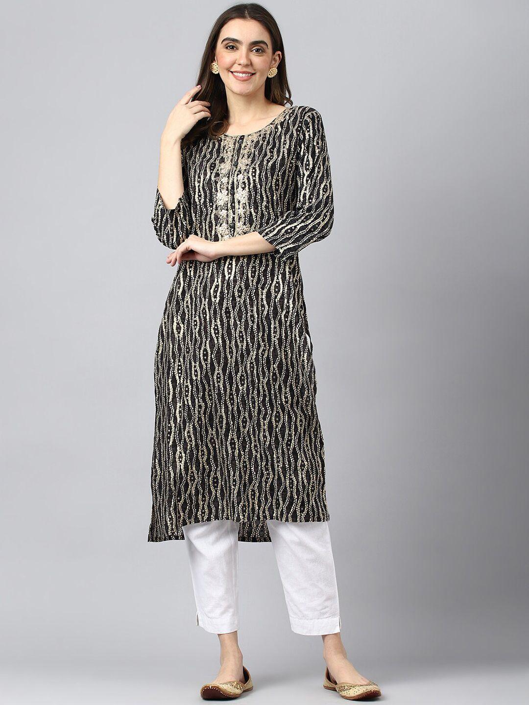 sangria foil printed straight kurta