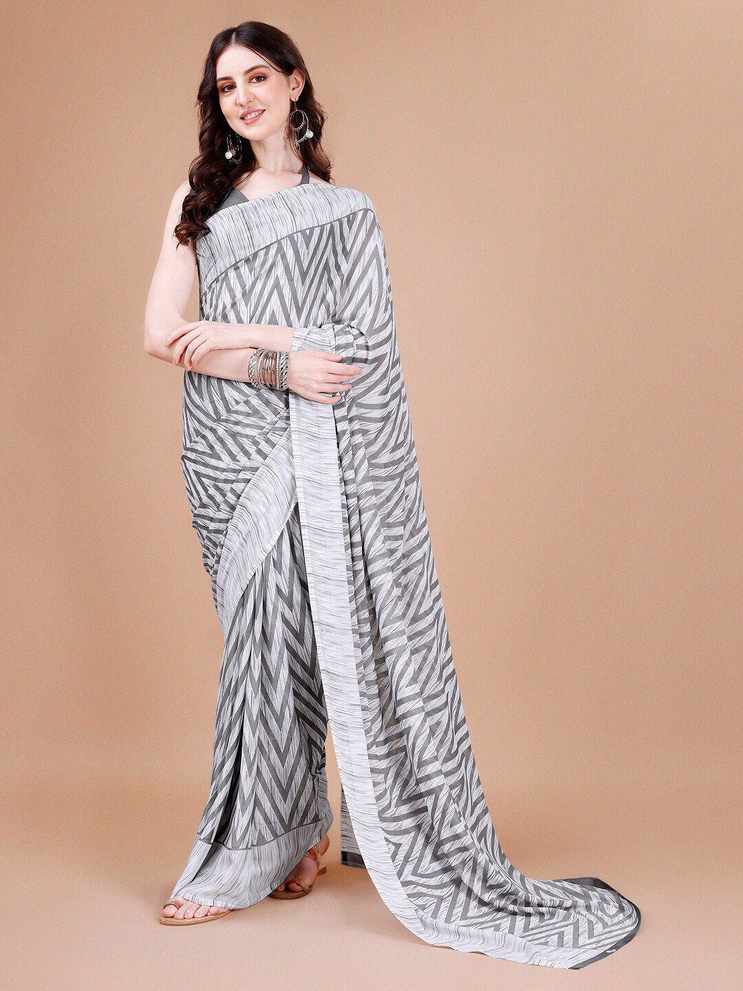 sangria geometric printed pure georgette saree