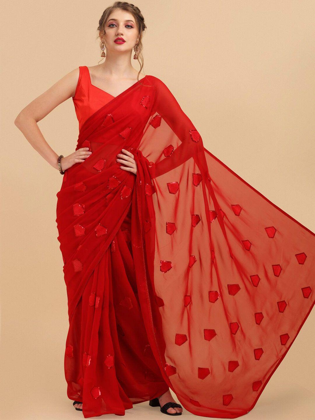 sangria geometric sequinned pure georgette designer saree