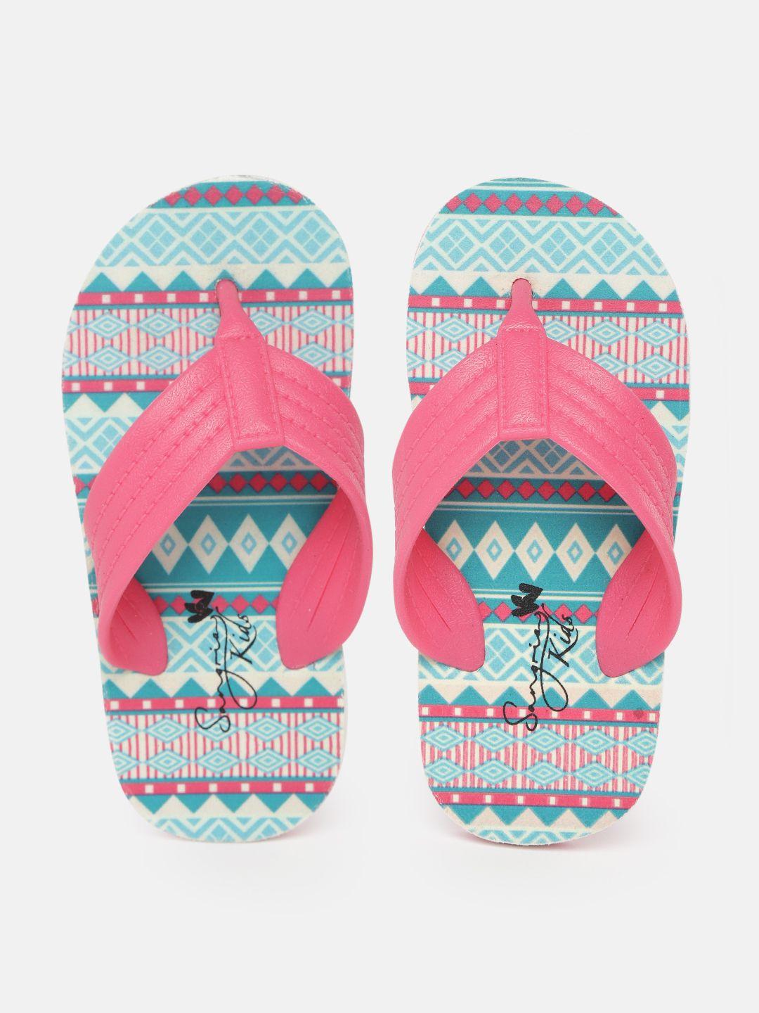 sangria girls geometric printed thong flip-flops