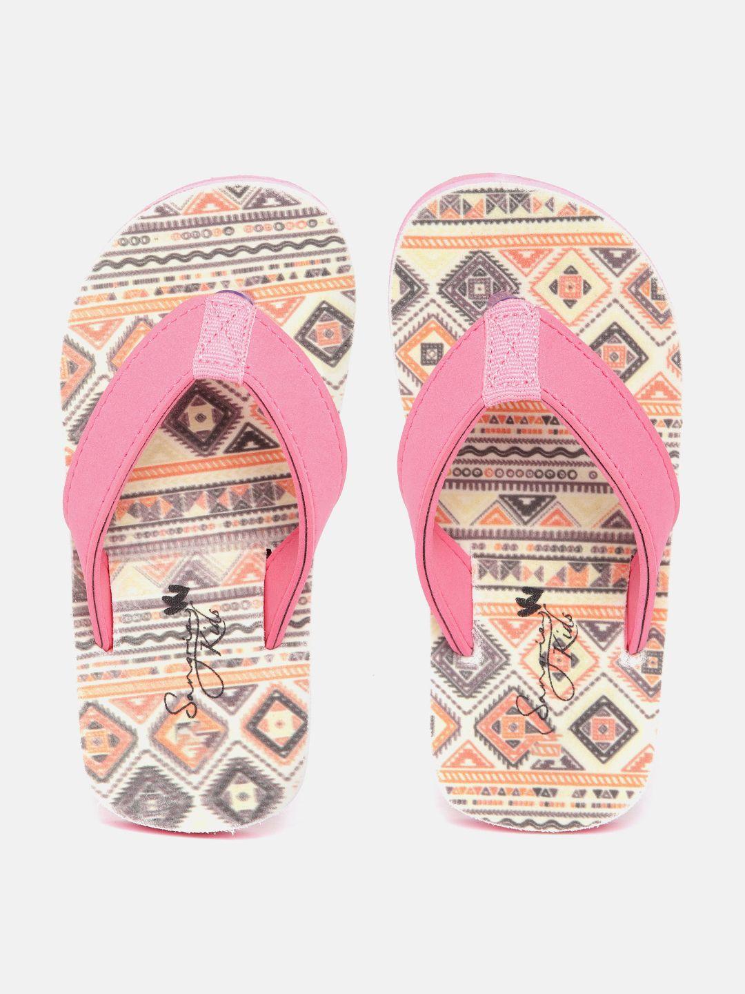 sangria girls geometric printed thong flip-flops