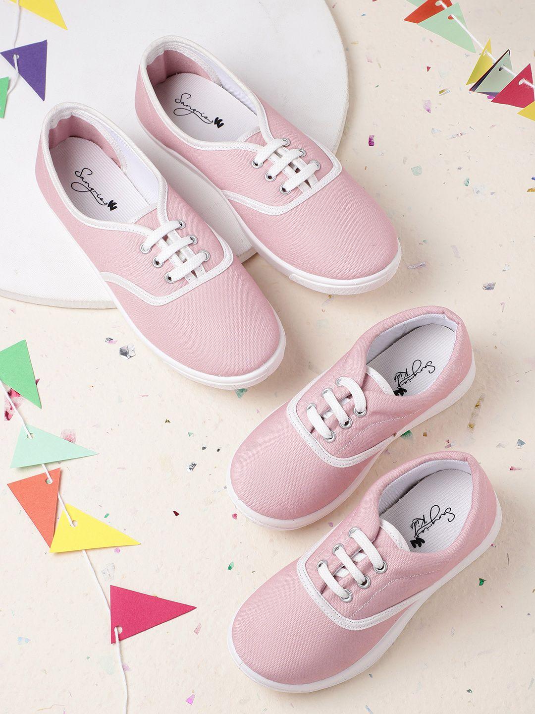 sangria girls pink solid sneakers