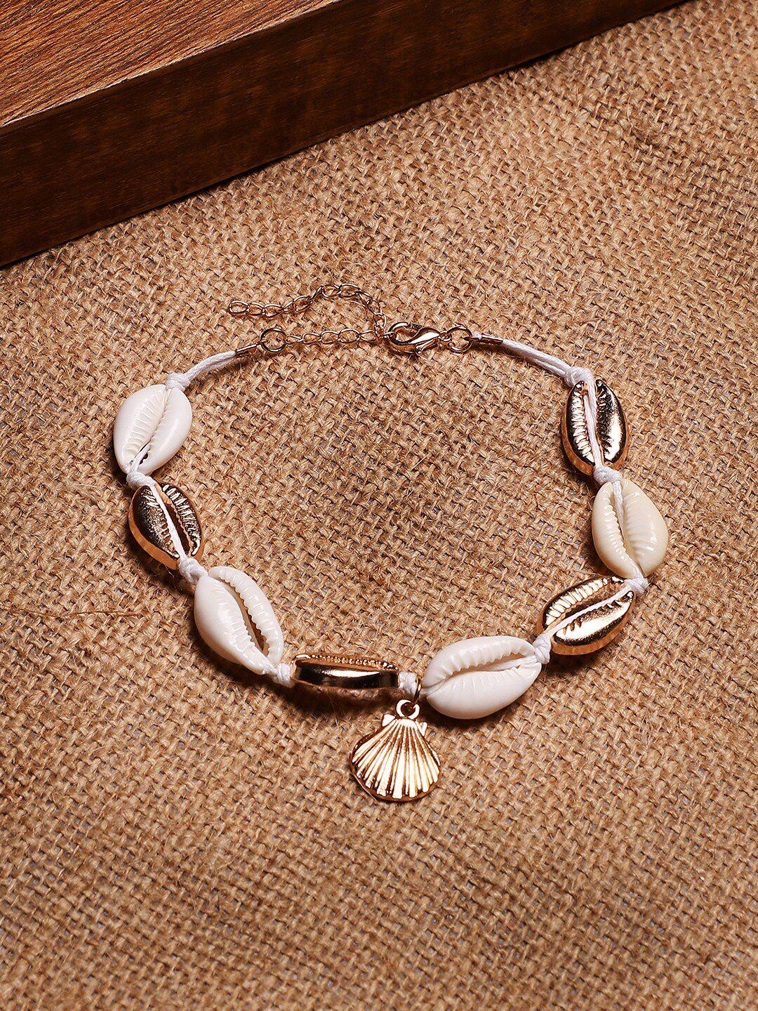 sangria gold-plated shell beaded anklet