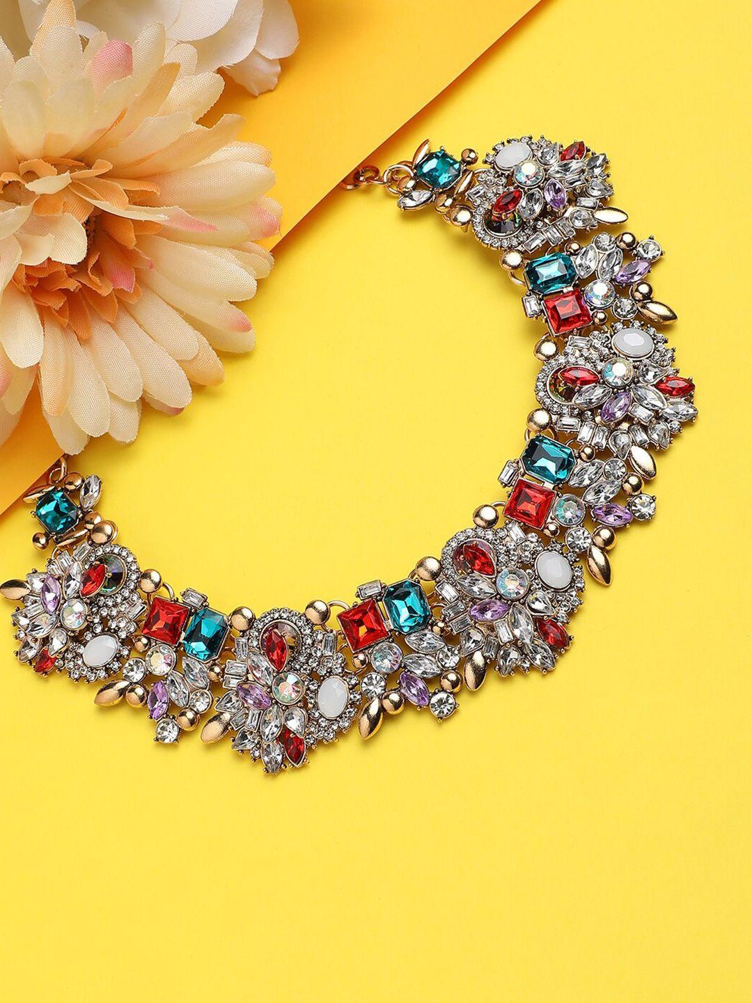 sangria gold-plated stone-studded necklace