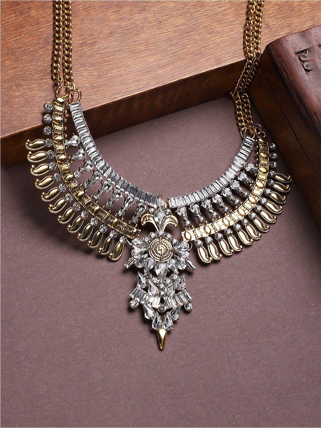 sangria gold-plated stone-studded necklace