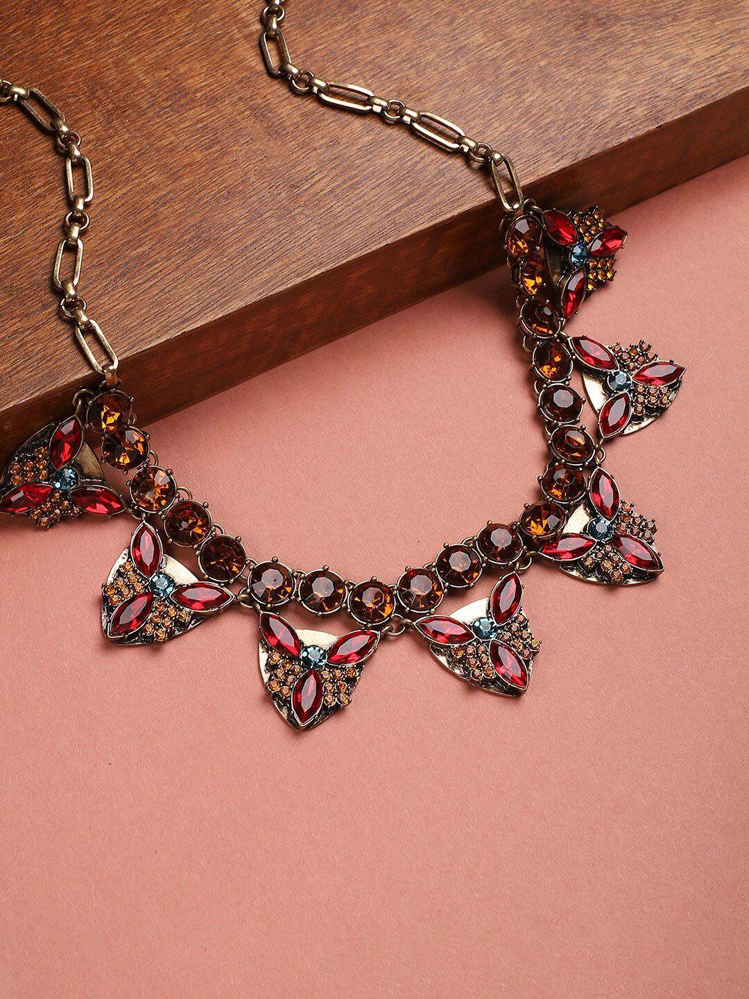 sangria gold-plated stone-studded necklace