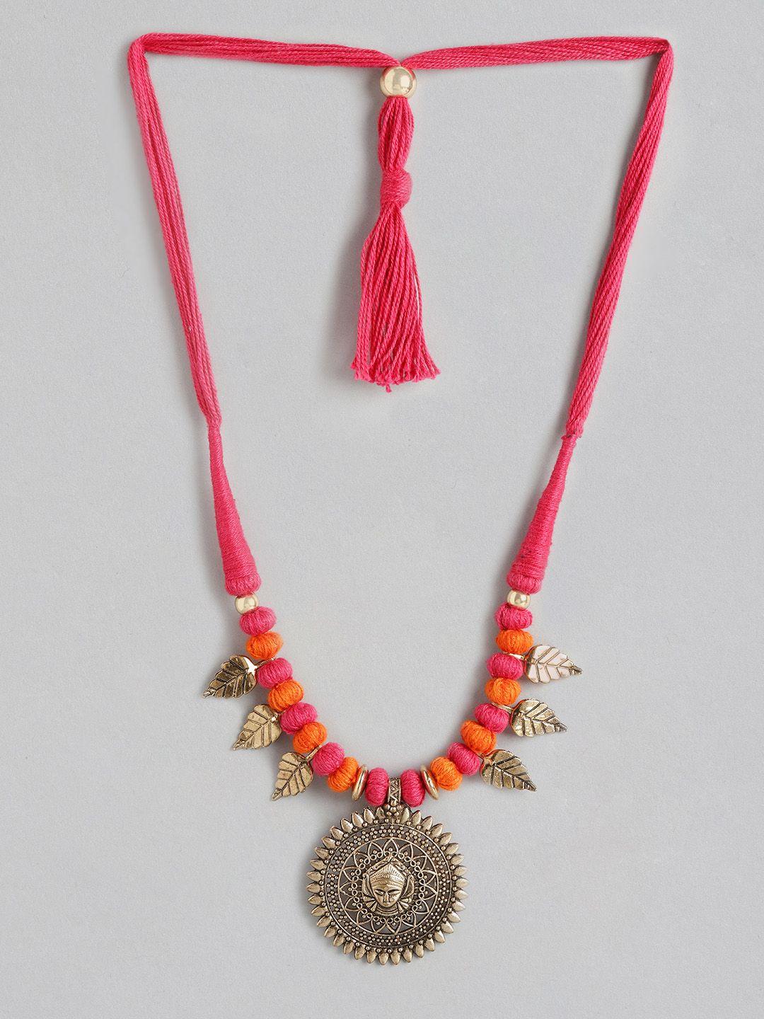 sangria gold-toned & pink antique necklace