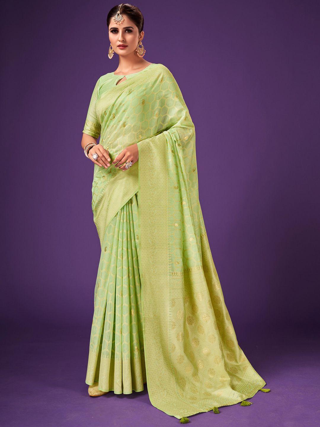 sangria green paisley woven design zari saree