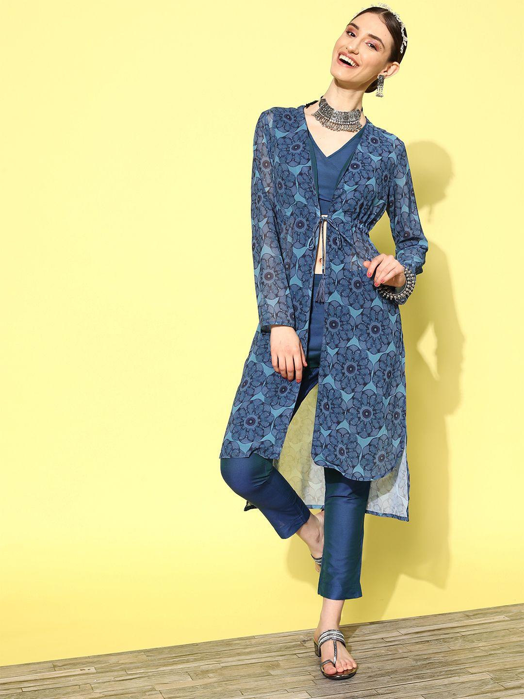 sangria layered printed kurta set