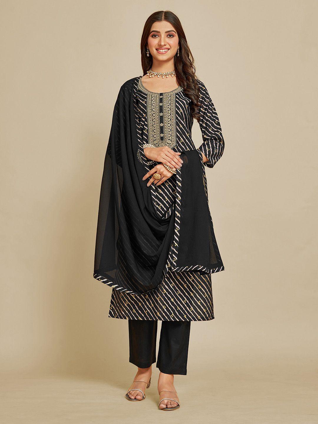 sangria leheriya printed round neck kurta with trousers & dupatta