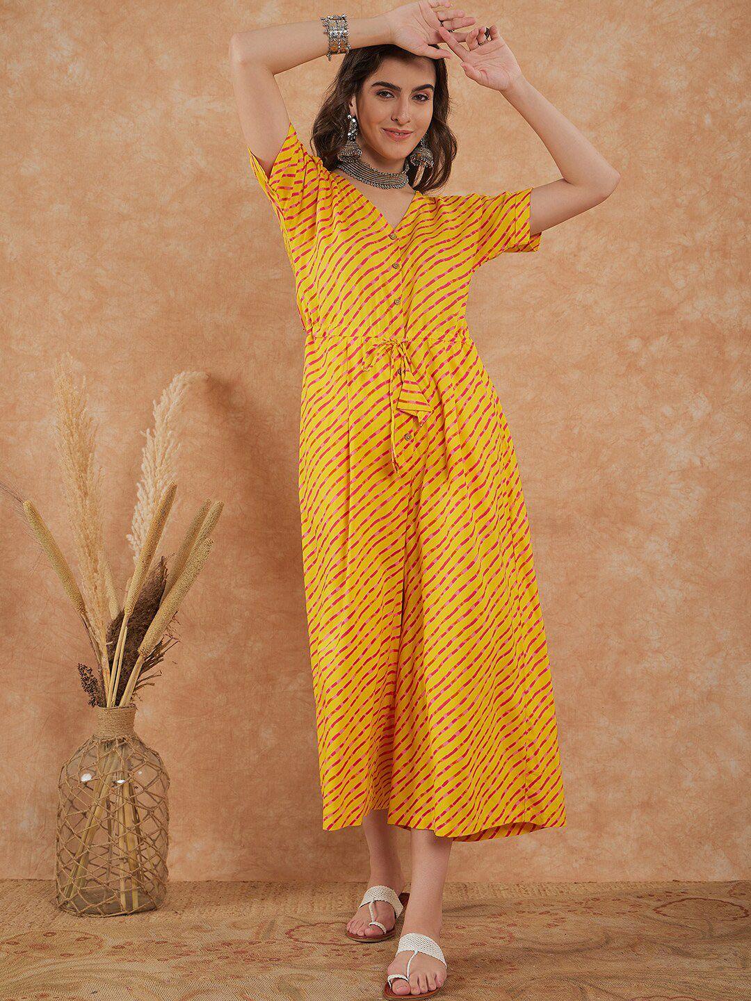 sangria leheriya printed v-neck culotte jumpsuit