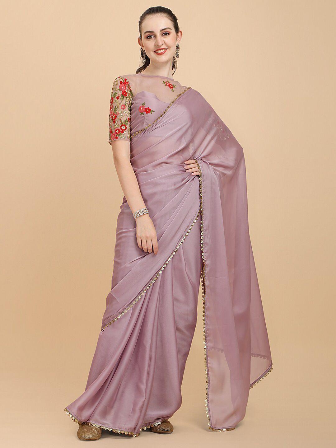 sangria lilac embroidered silk blend saree