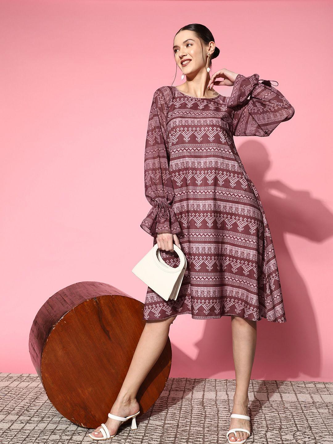 sangria magical mauve printed lukka chuppi a-line ethnic dress