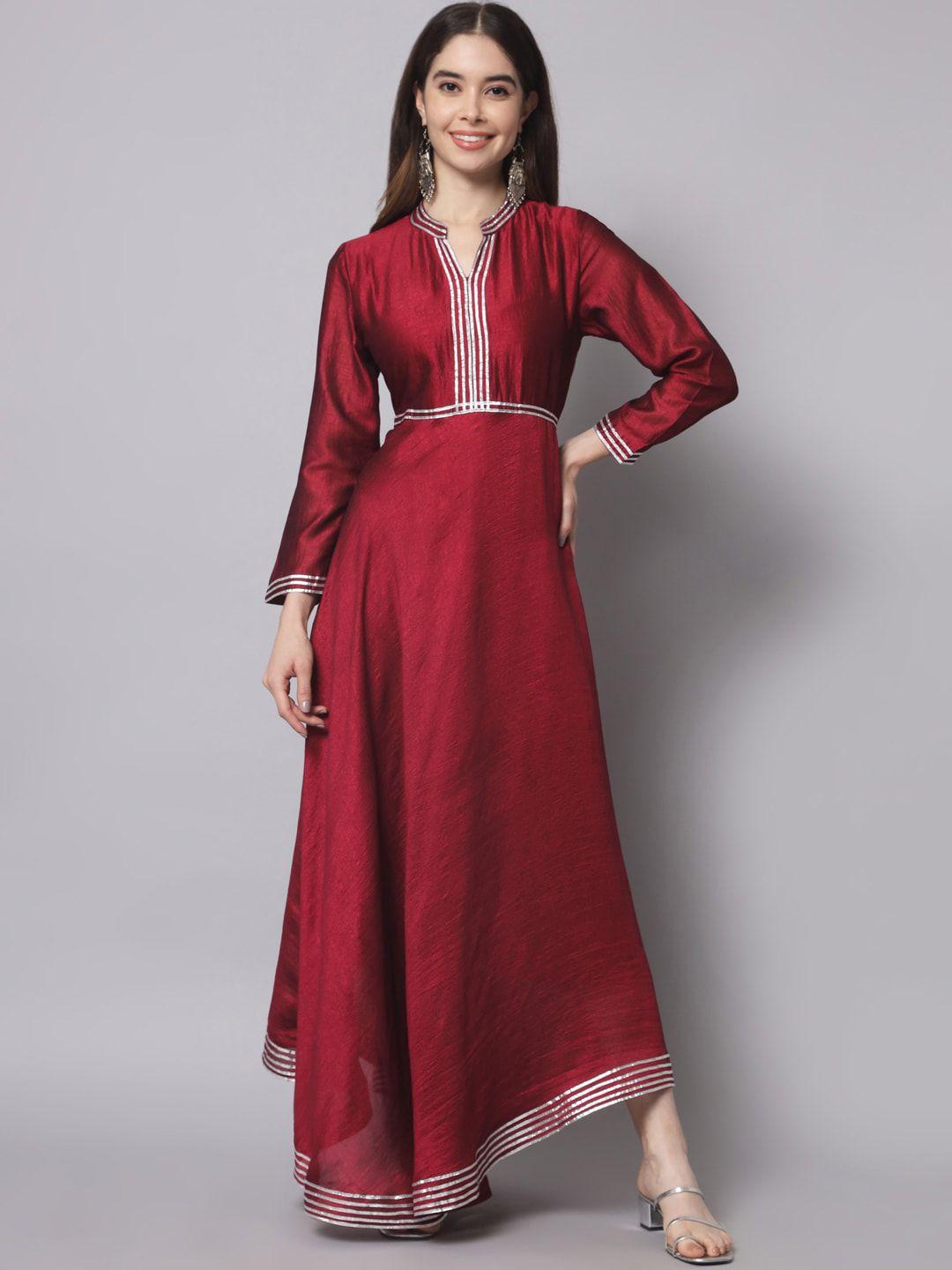 sangria maroon silk anarkali ethnic dress