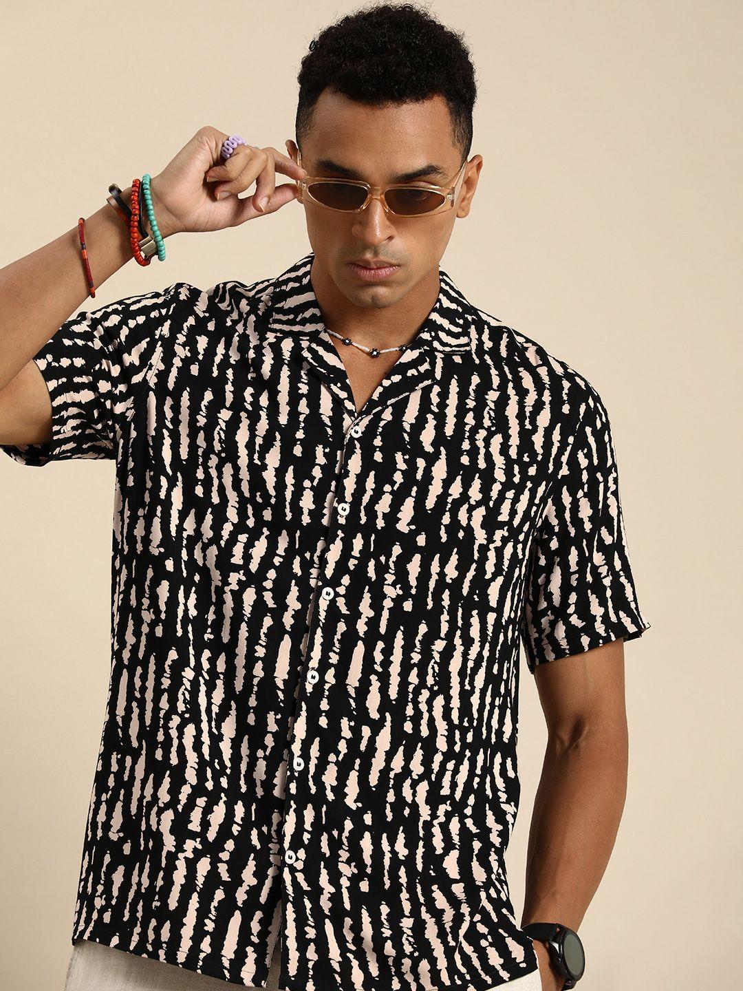 sangria men comfort opaque printed casual shirt