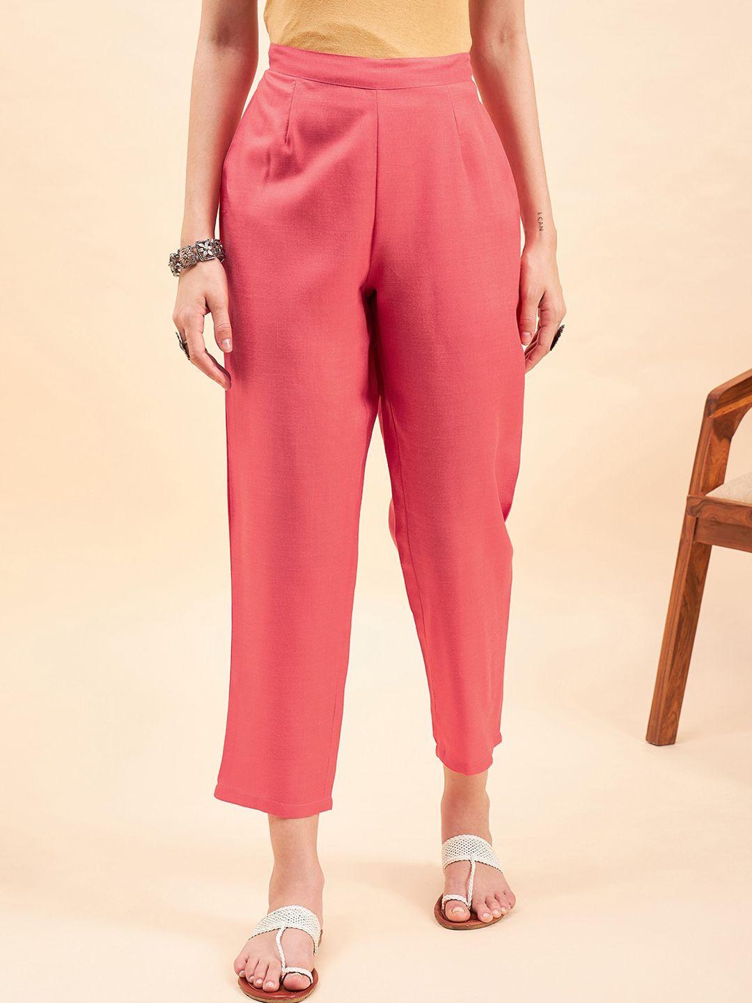 sangria mid-rise straight-fit trousers