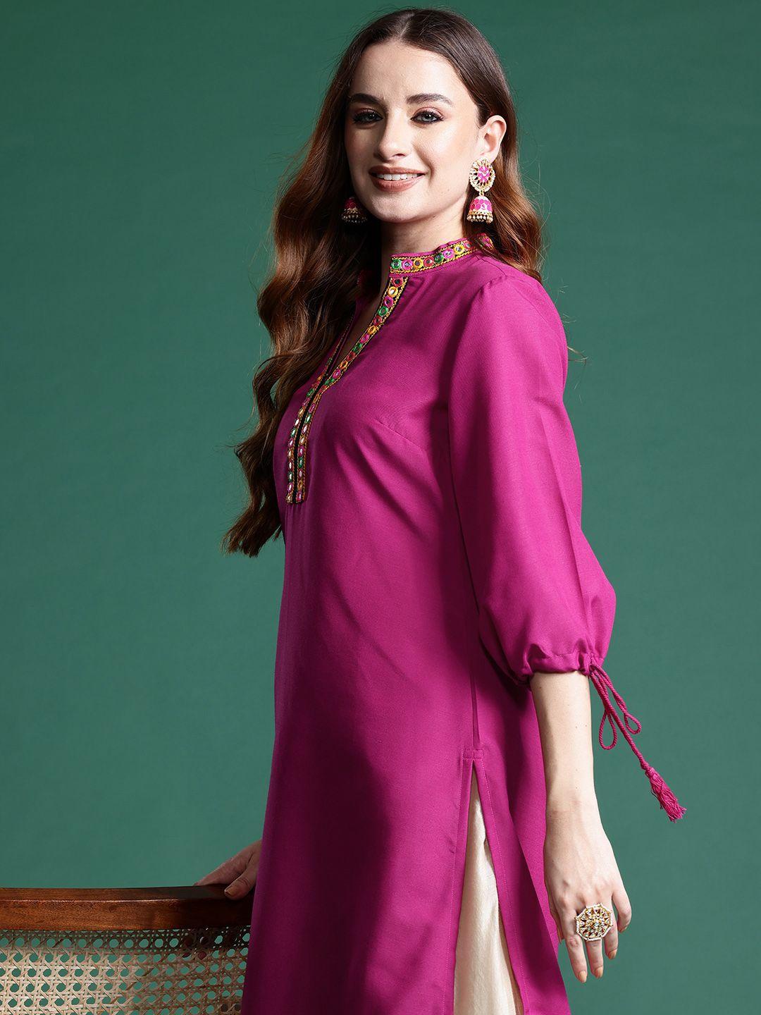 sangria mirror-work kurta