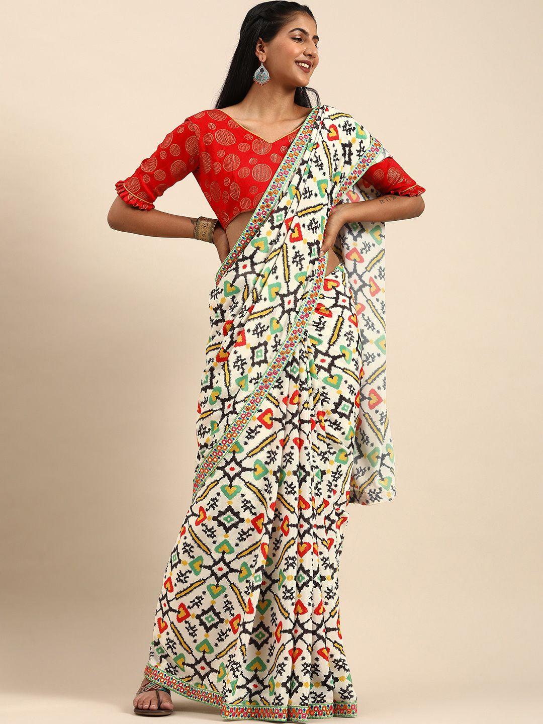 sangria multicoloured pure crepe printed bandhani saree