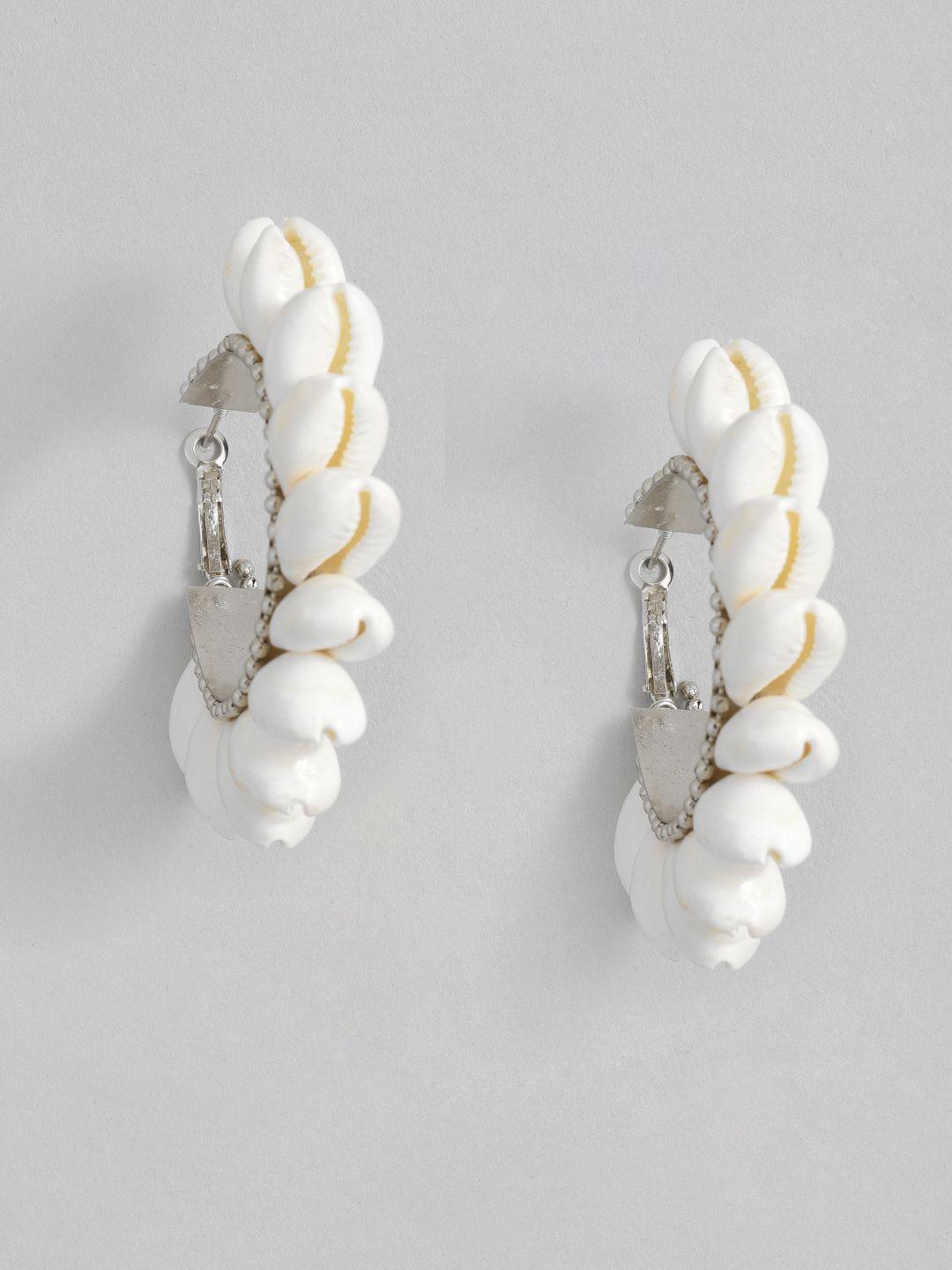 sangria off-white sea shell studded hoop earrings